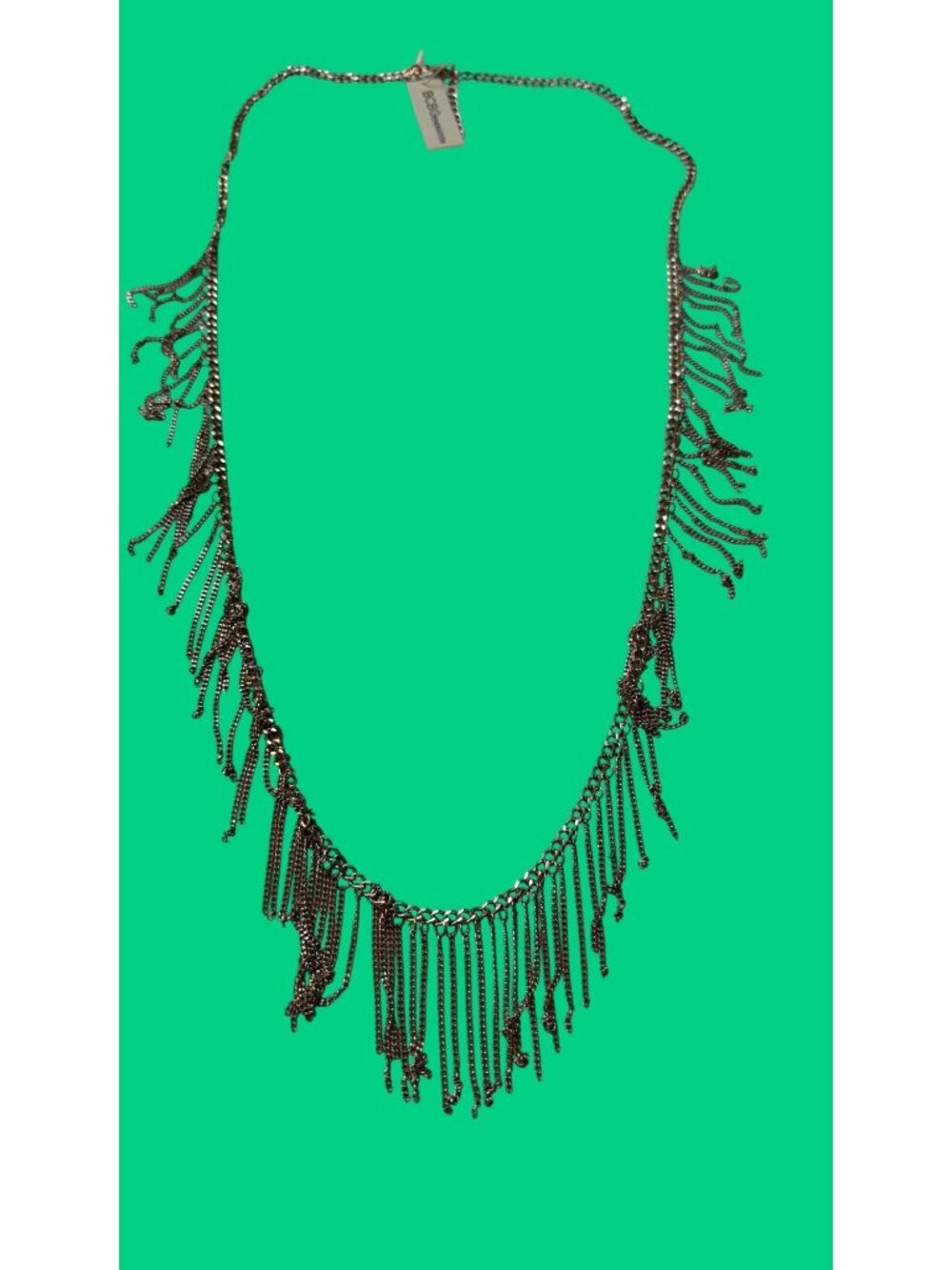 BCBGGeneration Silver-Tone Chain Fringe Necklace Adjustable Length